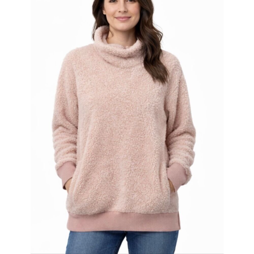 Rbx pink Sherpa cowl neck pullover size small